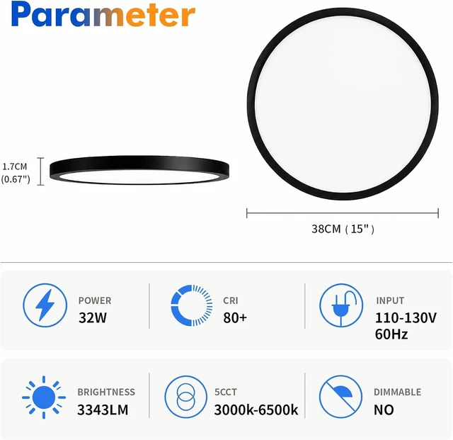 Alt view image 5 of 7 - 15 inch Flush Mount Ceiling Light,32W, 3343LM Led Ceiling Light Fixture