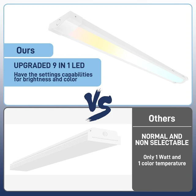 Alt view image 4 of 7 - 4FT LED Wraparound Light Fixture with 3 Wattages 24-40W /3 CCT 3000-5000K