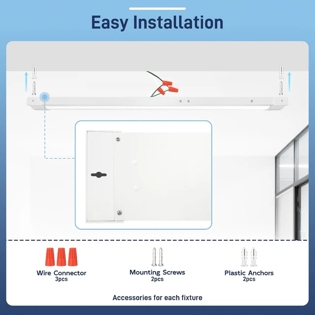 Alt view image 5 of 7 - 4FT LED Wraparound Light Fixture with 3 Wattages 24-40W /3 CCT 3000-5000K