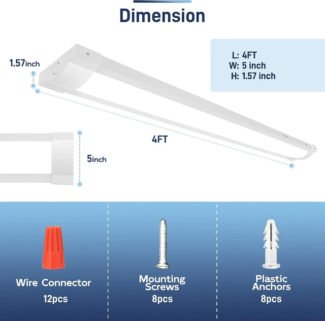 Alt view image 7 of 7 - 4FT LED Wraparound Light Fixture with 3 Wattages 24-40W /3 CCT 3000-5000K