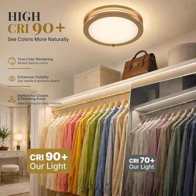 Alt view image 5 of 7 - 10-Inch Gold Flush Mount LED Ceiling Lights with Milk Glass, 5CCT