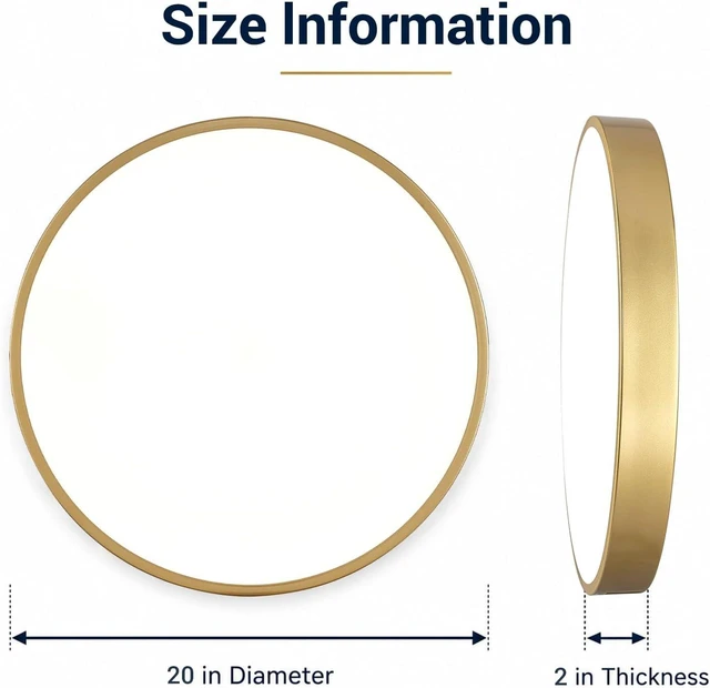 Alt view image 4 of 7 - 20 Inch Gold LED Flush Mount Ceiling Light, 48W 5CCT Dimmable Ceiling Light Fixture for Kitchen Lighting Fixtures Ceiling, Bedroom & Living Room