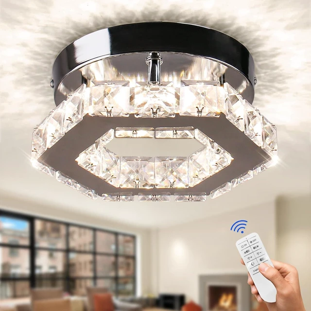 Main image of Crystal Ceiling Light, Polygon Flush Mount LED, Dimmable