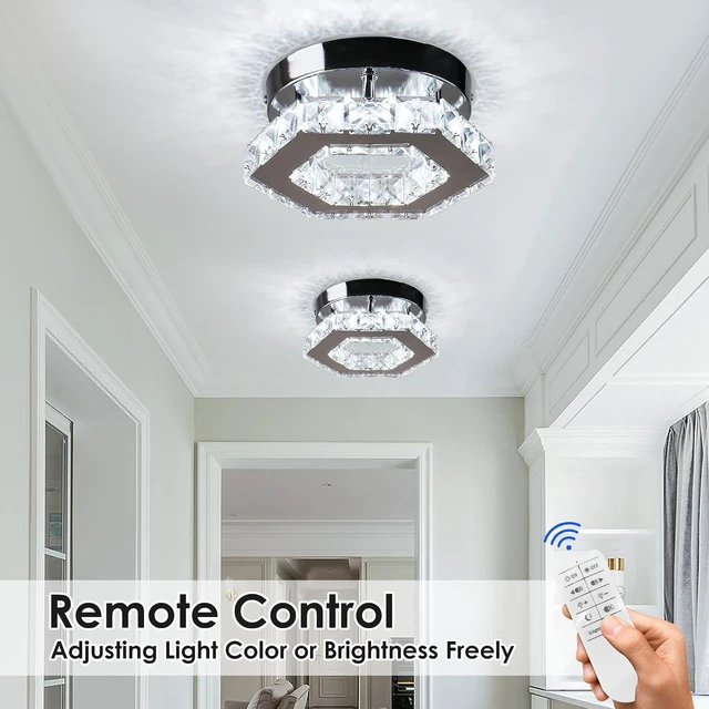 Alt view image 2 of 7 - Crystal Ceiling Light, Polygon Flush Mount LED, Dimmable