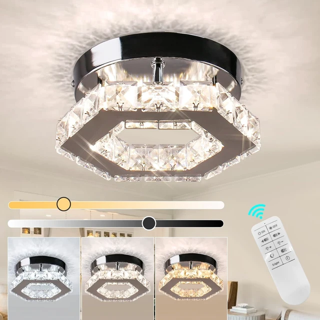 Alt view image 4 of 7 - Crystal Ceiling Light, Polygon Flush Mount LED, Dimmable