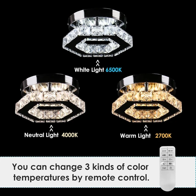 Alt view image 6 of 7 - Crystal Ceiling Light, Polygon Flush Mount LED, Dimmable