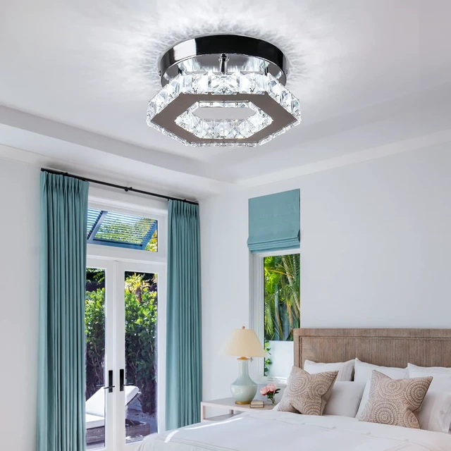 Alt view image 7 of 7 - Crystal Ceiling Light, Polygon Flush Mount LED, Dimmable