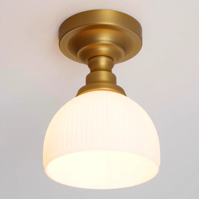 Main image of Semi Flush Mount Ceiling Light Brass Gold Close to Ceiling Fixture