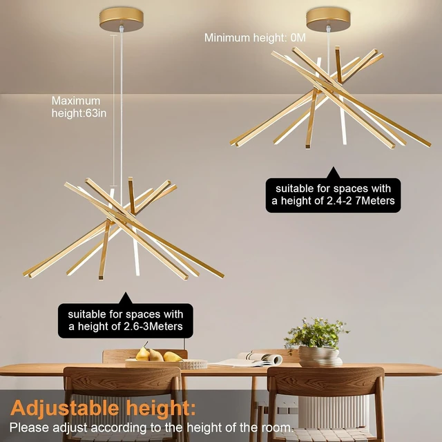 Alt view image 4 of 7 - Modern Sputnik LED Chandelier,Gold Dimmable Hanging Pendant Light