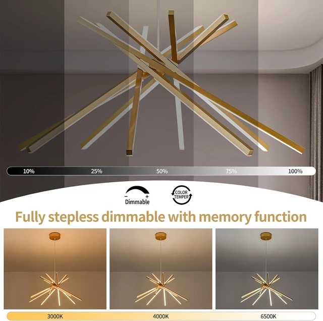 Alt view image 2 of 7 - Modern Sputnik LED Chandelier,Gold Dimmable Hanging Pendant Light