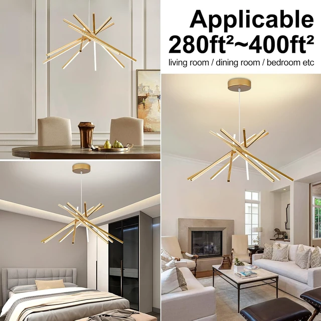 Alt view image 6 of 7 - Modern Sputnik LED Chandelier,Gold Dimmable Hanging Pendant Light