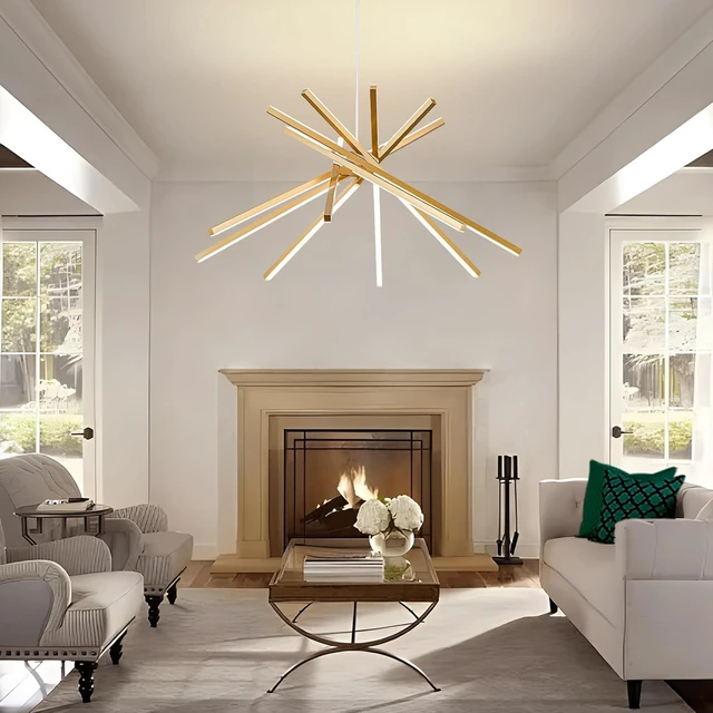 Alt view image 7 of 7 - Modern Sputnik LED Chandelier,Gold Dimmable Hanging Pendant Light