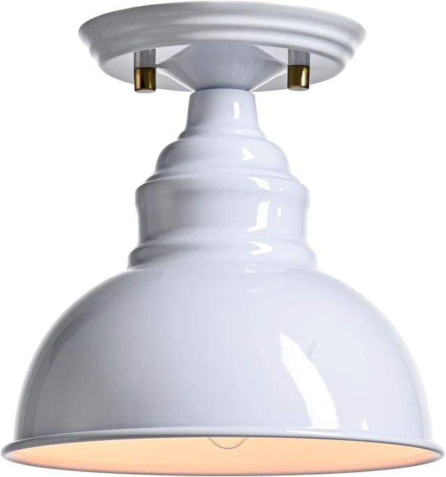 Main image of Flush Mount Ceiling Light Industrial White Ceiling with Metal Dome Shade
