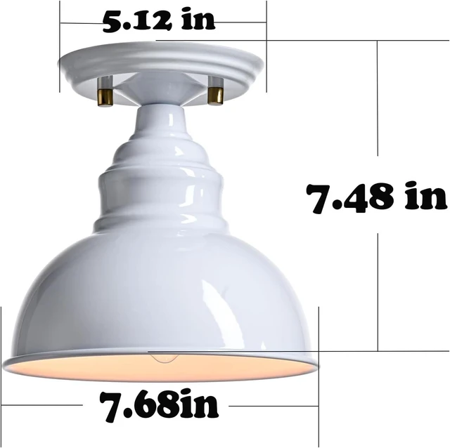 Alt view image 2 of 7 - Flush Mount Ceiling Light Industrial White Ceiling with Metal Dome Shade