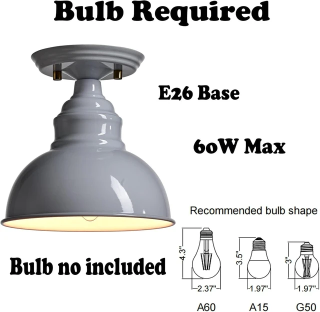 Alt view image 3 of 7 - Flush Mount Ceiling Light Industrial White Ceiling with Metal Dome Shade