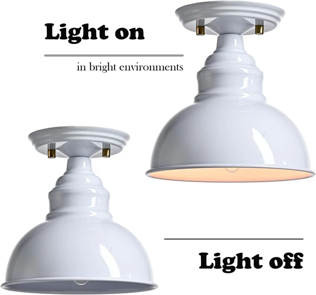 Alt view image 4 of 7 - Flush Mount Ceiling Light Industrial White Ceiling with Metal Dome Shade