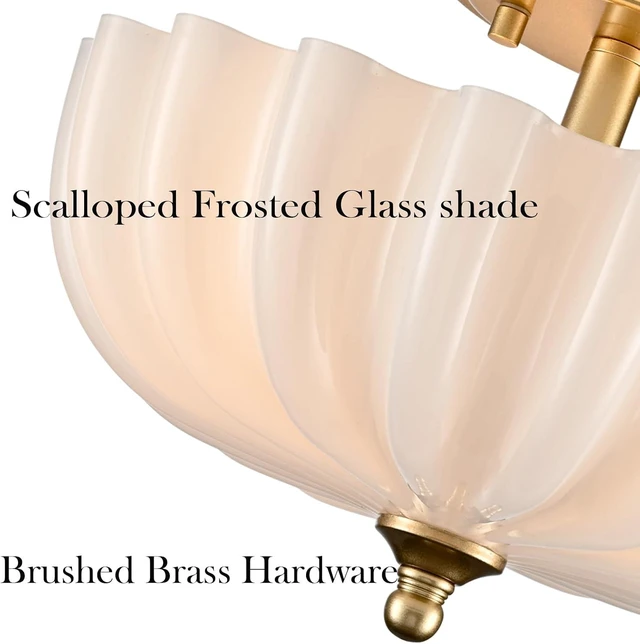 Alt view image 3 of 7 - DIRYZON Modern Gold Flush Mount Ceiling Light with Milky Glass Shade