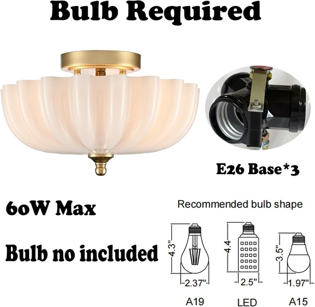 Alt view image 5 of 7 - DIRYZON Modern Gold Flush Mount Ceiling Light with Milky Glass Shade