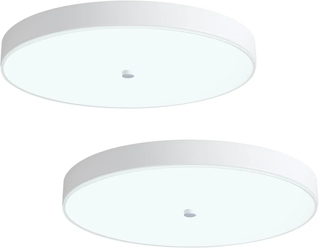 Main image of 2 Pack 12 Inch LED Flush Mount Ceiling Light, Modern White Ceiling Light with Metal Frame and Tempered Glass Shade for Bedroom Laundry Kitchen, 30W 6300K