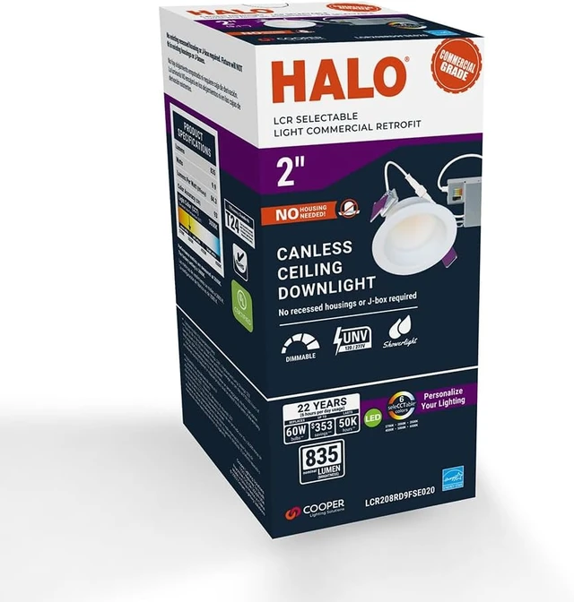 Alt view image 2 of 7 - HALO LCR 2 inch Recessed Smooth Canless LED Downlight, 800 Lumens, 6CCT