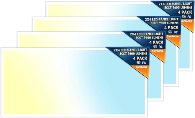 Main image of 2x4 LED Flat Panel Light, 5CCT 30-72W, 0-10V, Drop Ceiling, 4 Pack