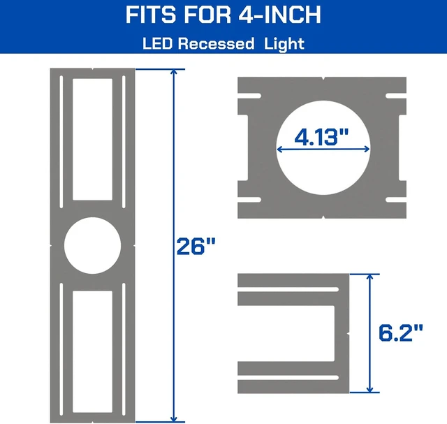 Alt view image 4 of 6 - 24 Pack New Construction Mounting Plate with Symmetric Round Hole 4 Inch Flat Steel Rough-in Wafer Light Bracket, LED Recessed Lighting Housing for Use with 4 Inch Models
