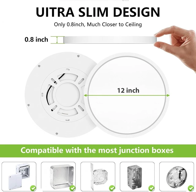 Alt view image 5 of 7 - 6-Pack 12-Inch LED Flush Mount Ceiling Lights, 24W 5 CCT Adjustable (2700K-6500K), Dimmable Round Bright Light Fixture for Bedroom, Kitchen, Laundry and Closet Room, White