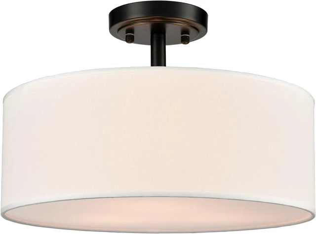Main image of Modern Black Semi Flush Mount Ceiling Light Drum Light Fixtures