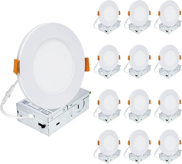 Main image of 12 Pack 6 Inch LED Recessed Ceiling Light, 5CCT, 1200LM 12W 120V