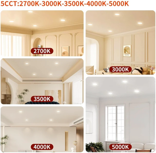Alt view image 3 of 7 - 12 Pack 6 Inch LED Recessed Ceiling Light, 5CCT, 1200LM 12W 120V