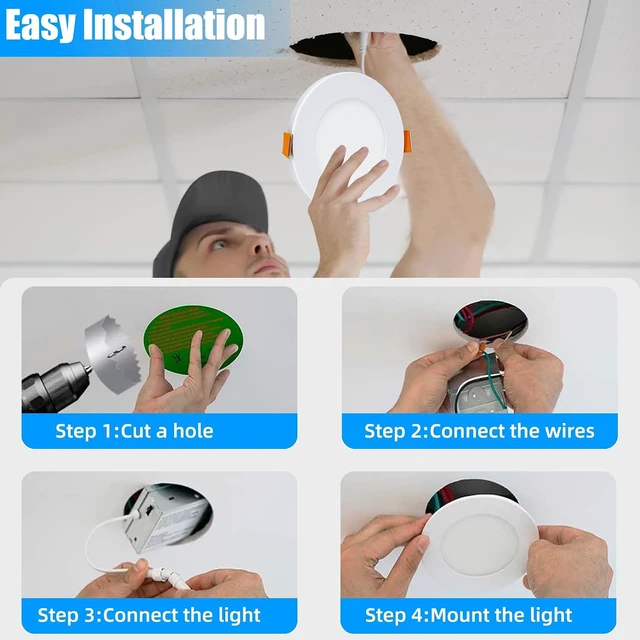 Alt view image 4 of 7 - 12 Pack 6 Inch LED Recessed Ceiling Light, 5CCT, 1200LM 12W 120V