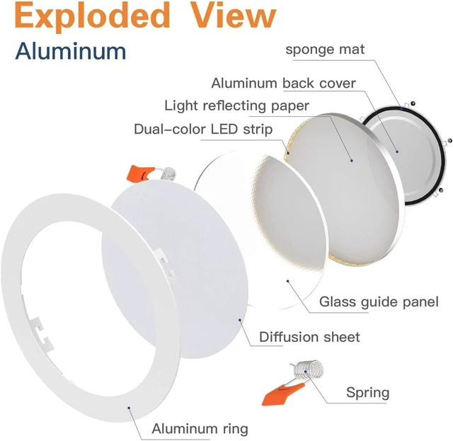 Alt view image 5 of 7 - 12 Pack 6 Inch LED Recessed Ceiling Light, 5CCT, 1200LM 12W 120V