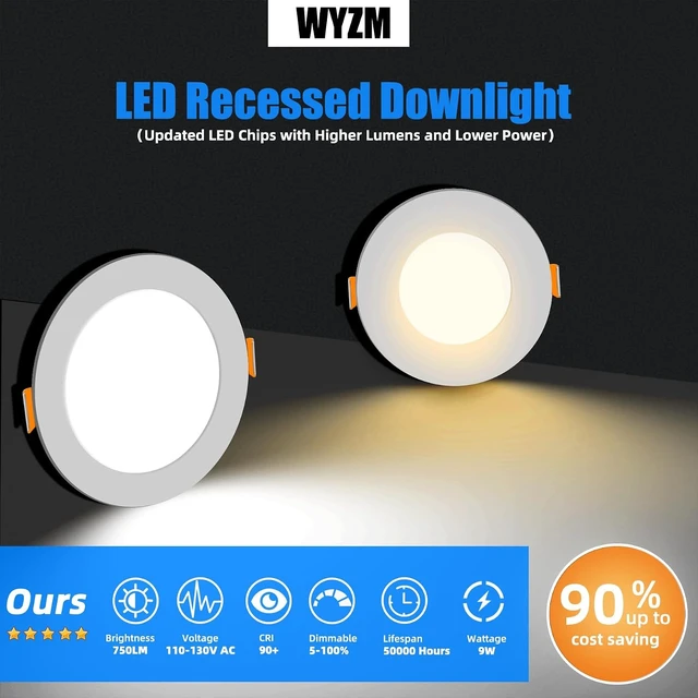 Alt view image 6 of 7 - 12 Pack 6 Inch LED Recessed Ceiling Light, 5CCT, 1200LM 12W 120V