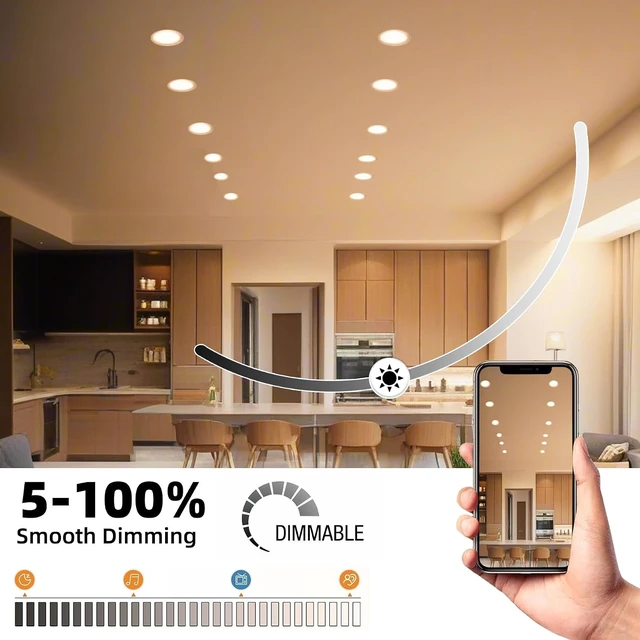 Alt view image 7 of 7 - 12 Pack 6 Inch LED Recessed Ceiling Light, 5CCT, 1200LM 12W 120V