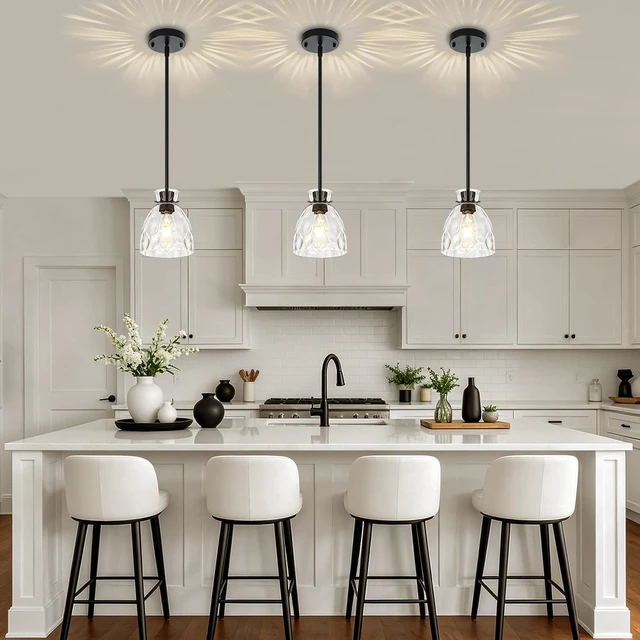 Alt view image 2 of 7 - Modern Black Pendant Lights Kitchen Island 1 Pack Hanging Light 5.9"