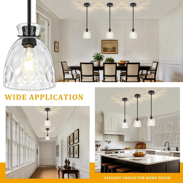 Alt view image 3 of 7 - Modern Black Pendant Lights Kitchen Island 1 Pack Hanging Light 5.9"