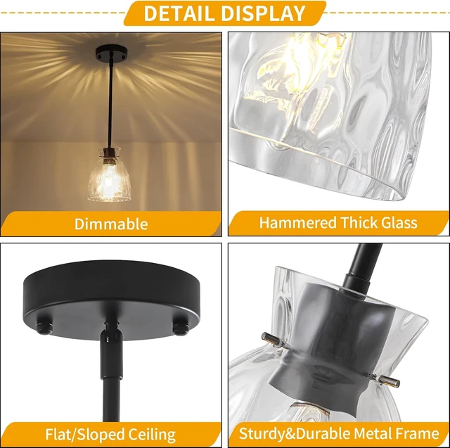 Alt view image 5 of 7 - Modern Black Pendant Lights Kitchen Island 1 Pack Hanging Light 5.9"