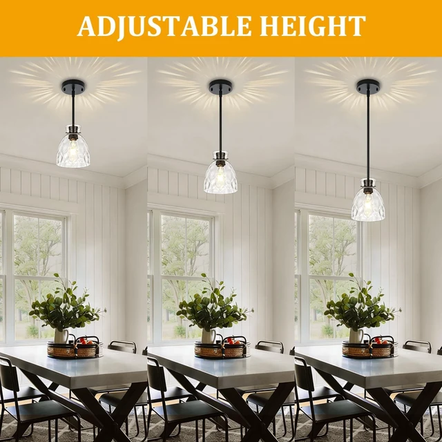 Alt view image 7 of 7 - Modern Black Pendant Lights Kitchen Island 1 Pack Hanging Light 5.9"