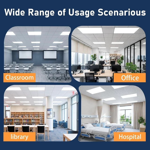 Alt view image 7 of 7 - 2x4 LED Flat Panel Light, 5CCT 30-72W, 0-10V, Drop Ceiling, 4 Pack