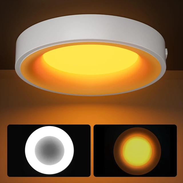 Alt view image 2 of 7 - 12 Inch LED Flush Mount Ceiling Light with Night Light, 5CCT & Dimmable, 20W 1550LM 2700K-5000K, Modern Round White Ceiling Fixture for Bedroom, Kitchen, Hallway, Living Room, Closets