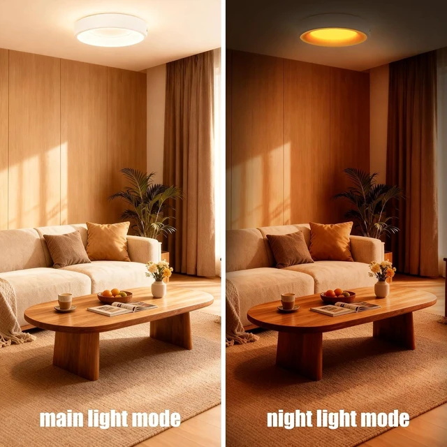 Alt view image 6 of 7 - 12 Inch LED Flush Mount Ceiling Light with Night Light, 5CCT & Dimmable, 20W 1550LM 2700K-5000K, Modern Round White Ceiling Fixture for Bedroom, Kitchen, Hallway, Living Room, Closets