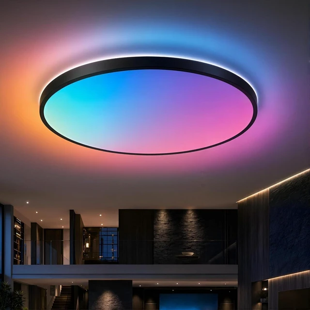 Main image of 16inch 36W Black Flush Mount Ceiling Light with Bluetooth Speaker
