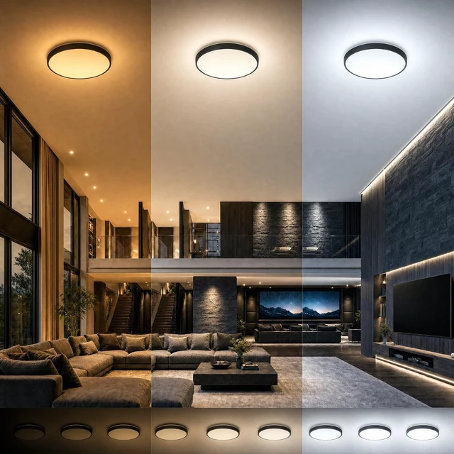 Alt view image 7 of 7 - 16inch 36W Black Flush Mount Ceiling Light with Bluetooth Speaker