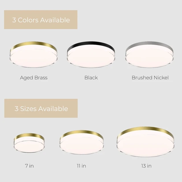 Alt view image 3 of 7 - Circlet Advantage 7in LED Round Flush Mount 16W 1,200 Lumens 5-CCT Selectable 2700-3000-3500-4000-5000K in Aged Brass