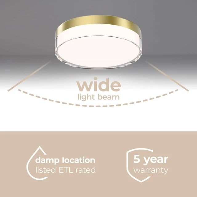 Alt view image 2 of 7 - Circlet Advantage 7in LED Round Flush Mount 16W 1,200 Lumens 5-CCT Selectable 2700-3000-3500-4000-5000K in Aged Brass