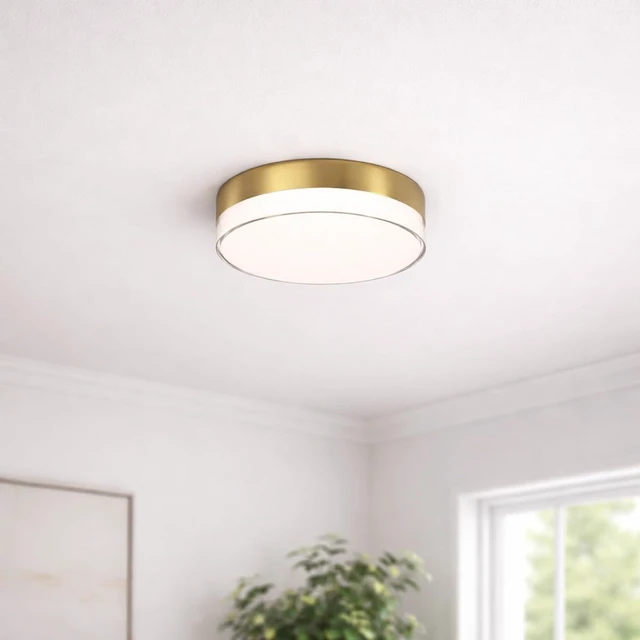Alt view image 5 of 7 - Circlet Advantage 7in LED Round Flush Mount 16W 1,200 Lumens 5-CCT Selectable 2700-3000-3500-4000-5000K in Aged Brass