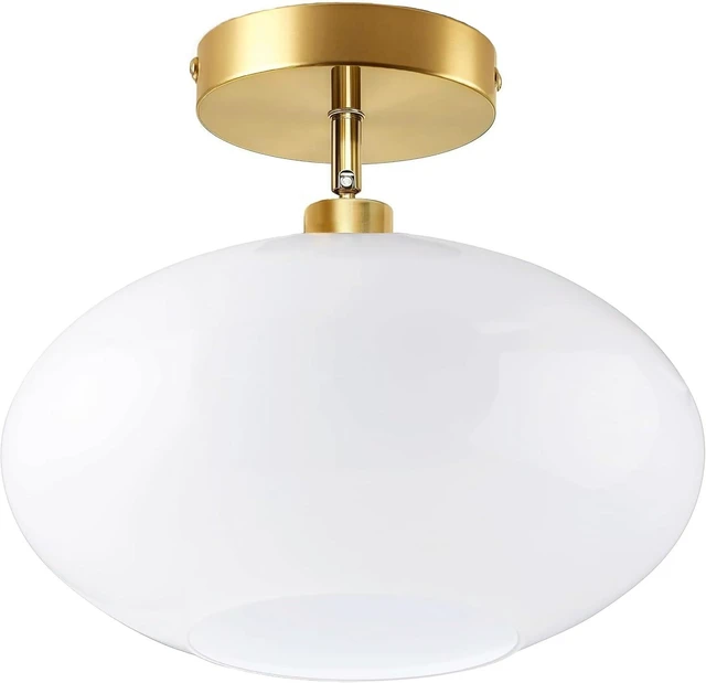 Main image of Semi Flush Mount Ceiling Light,Globe Milk Glass Light Fixture