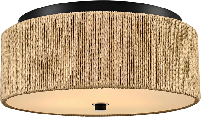 Main image of YUBOLE Woven Ceiling Light 3-Light Bohemian Flush Mount Ceiling Light