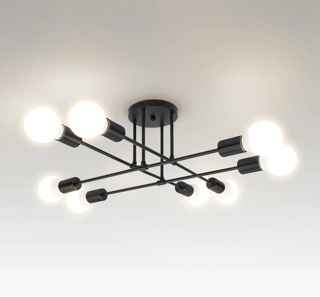 Main image of ASD Modern Sputnik Chandelier, 8 Lights E26 Base Black ETL