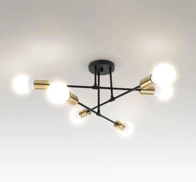 Main image of ASD Modern Sputnik Chandelier, 6 Lights E26 Base Black & Gold ETL
